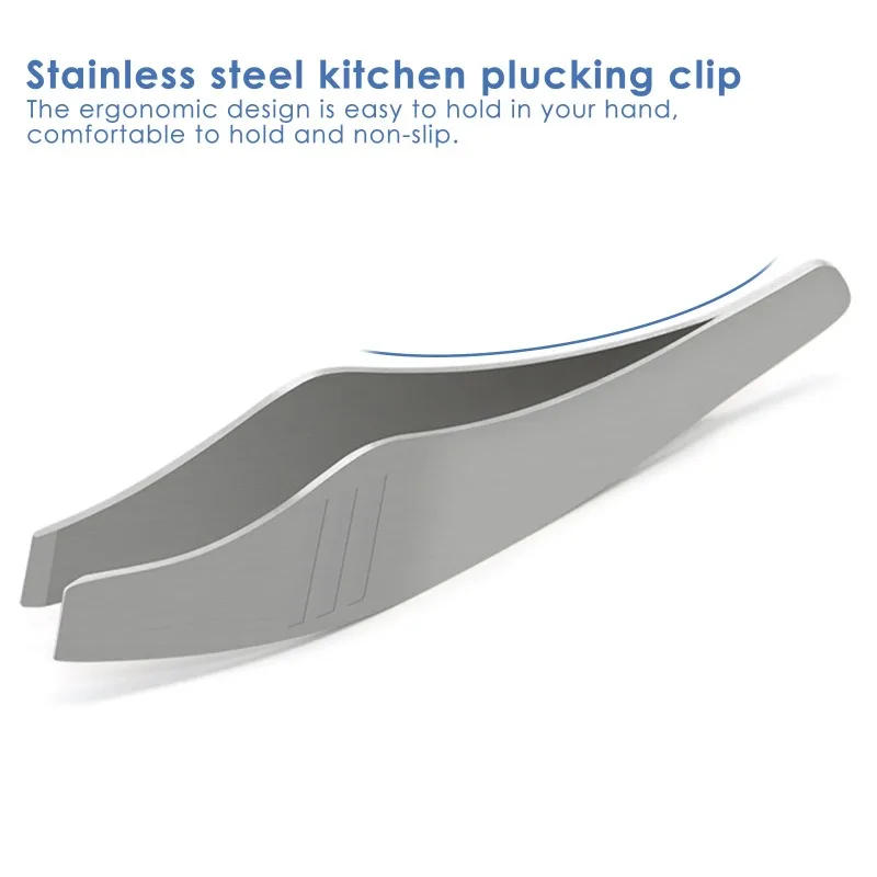 Description Picture 5 of item1pc Stainless Steel Fish Bone Tweezer Food Clips Food Tongs Hair Removal Tool Angled Ham Tweezers Kitchen Plier Seafood Tool