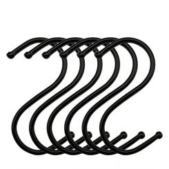 5Pcs Black S Shape Hook Kitchen Pan Hanging Holder Garden Bathroom Towel Bags Clothes S Hooks Home Storage Tools Railing Hanger
