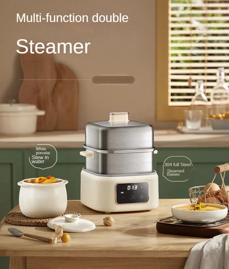 Description Picture 2 of item220V 4L Electric Food  Steamer with Stainless Steel Intelligent 2 Layers and Large Capacity for Breakfast Steaming and Stewing