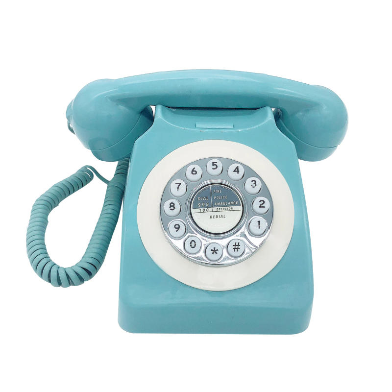 Description Picture 2 of itemBlue Retro Telephone Corded Pretty Antique Telephone Old Fashion Landline Phones of 1960s Best European Style Telephone Gift