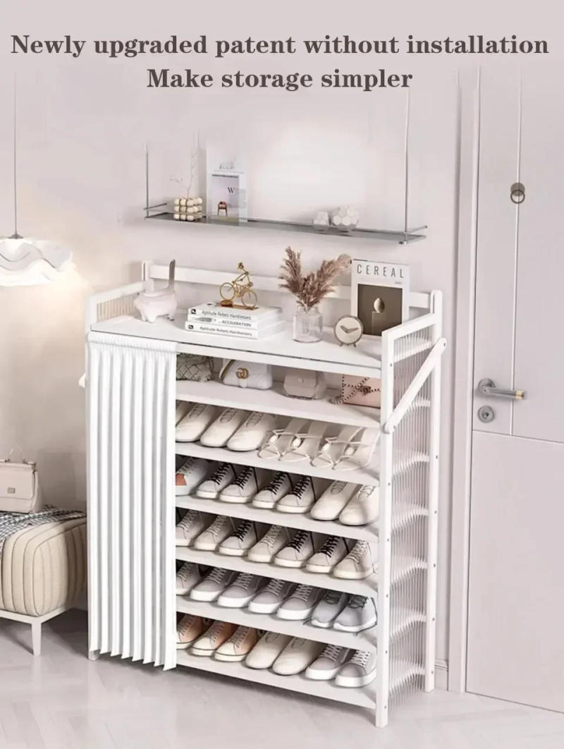 Description Picture 5 of itemDustproof Shoe Rack Folding Shoes Cabinet Storage Simplicity Space-Saving White Easy Installation Large Capacity Shoe Cabinet