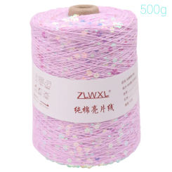 200 Colour 500g /1500M 100% cotton yarn 6mm+3mm special Sequin yarn  DIY garment accessories Rag doll Knitting yarn пряжа