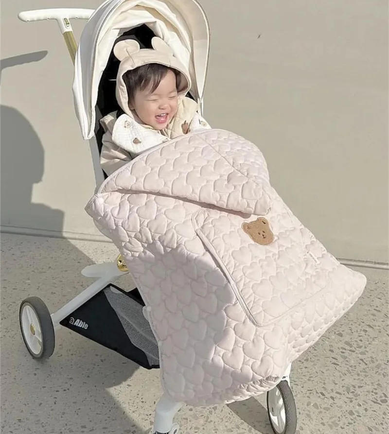 Description Picture 5 of itemWindproof Baby Stroller Blanket Thick Fleece Sling Cover Bear Bunny Winter Newborn Swaddle Wrap Hooded Infant Sleeping Quilt