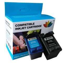 New Refillable TWIN PACK HP 21 BLACK + HP 22 COLOUR Compatible Ink jet cartridge for Deskjet F4140 F4172 F4180 F4190 F370 F380