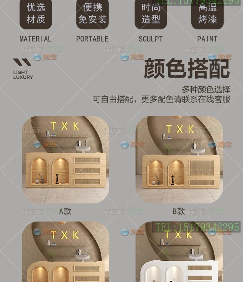 Description Picture 6 of itemWood Store Reception Desks Salon Cashier Drawer Hotel Manicure Reception Desk Standing Console Bureau Meuble Office Furniture