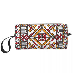 Kabyle Pottery Amazigh Ornament Travel Cosmetic Bag Retro Geometric Makeup Toiletry Organizer Ladies Beauty Storage Dopp Kit