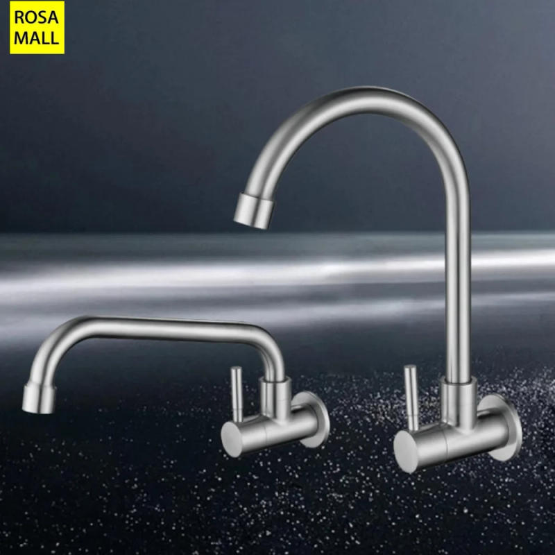Description Picture 2 of itemKitchen Faucet Stainless Steel Wall Mounted Single Cold Water Faucet Lower Curve Faucet Wall Sink Water Tap Premium Quality