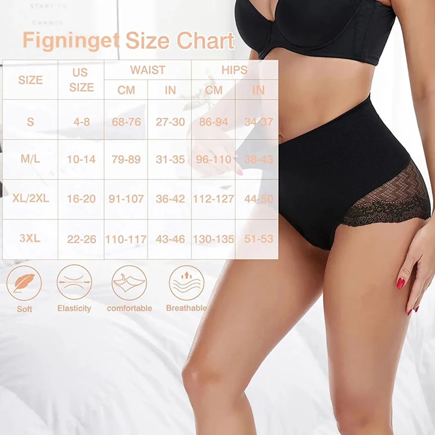 Description Picture 2 of itemTummy Control Panty for Women Shapewear High Waist Trainer Butt Lifter Slimming Body Shaper Corset Lace Shaping Briefs Seamless