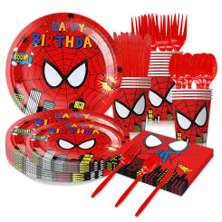 Spiderman Birthday Party Decorations Superhero Disposable Tableware Cup Plate Balloon Tablecloth Backdrop for Kids Baby Shower