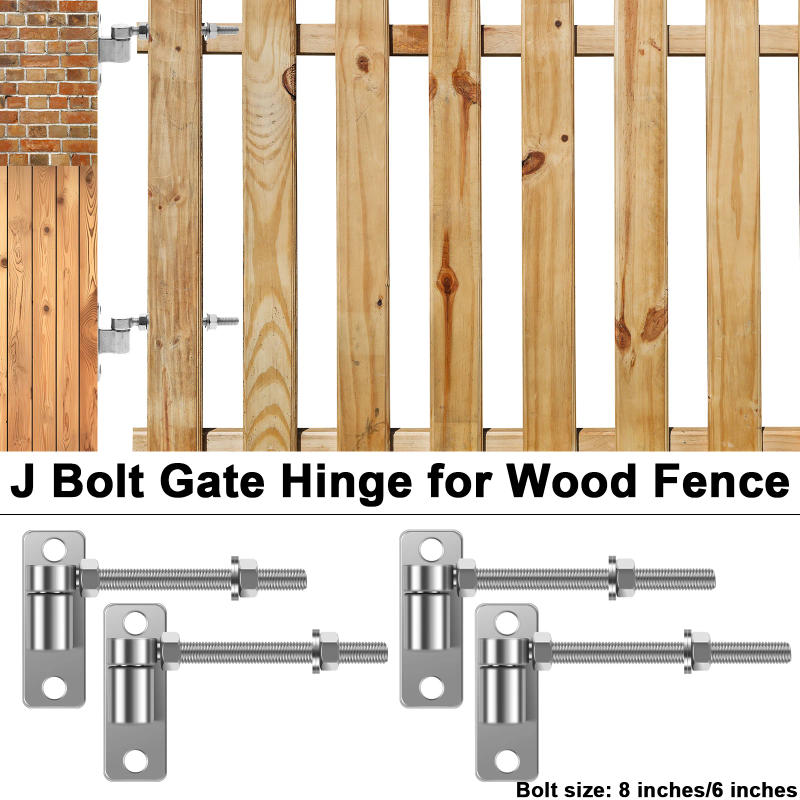 Description Picture 2 of item2Pcs Gate Hinges Stainless Steel J-Bolt Hinge Doors Gates for  for Farm Gates Door Wall Farm Garden Gate 6/8 inch Fence Hinge