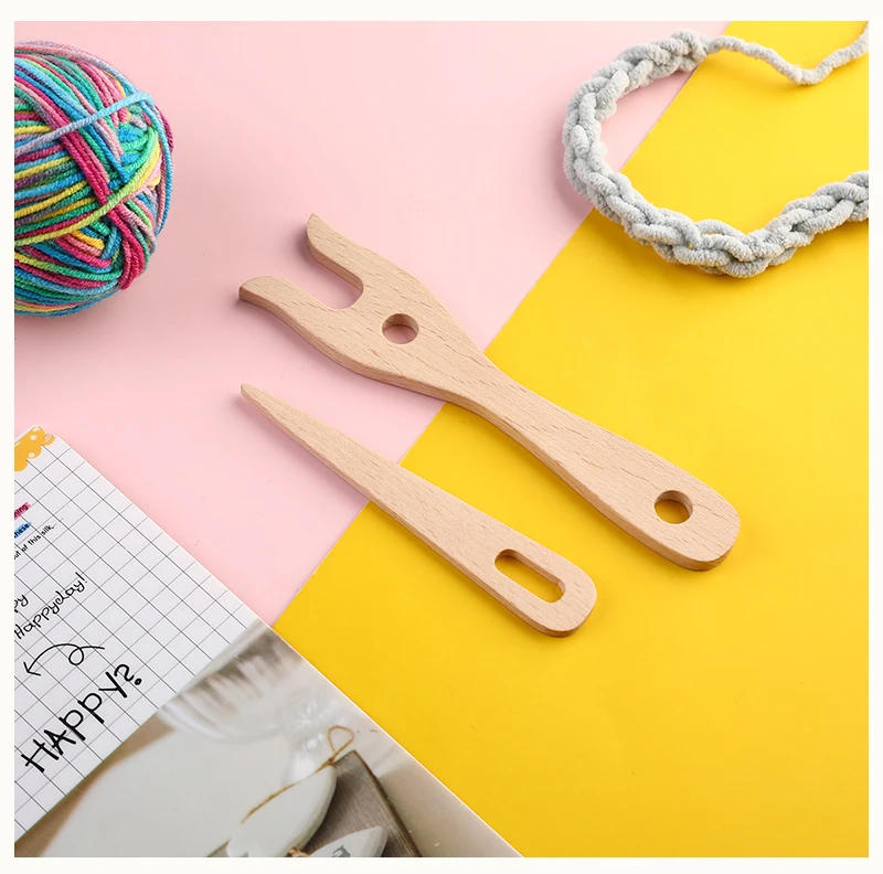 Description Picture 6 of item2pcs/Set Knitting Fork For Bracelet Necklace Pendant DIY Handmade Knitting Tool Wooden Weaving Braider Sewing Accessories