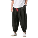 Men Harem Pants Men's Baggy Deep Crotch Harem Trousers with Drawstring Elastic Waist Pockets Casual Daily for Plus for Comfort