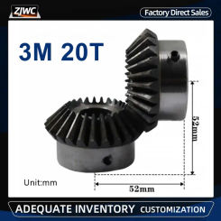 2pcs Bevel Gear 3M 20Teeth With Inner Hole 14/15/16/17/18/19/20/22/24/25/28mm 90 Degree Drive Commutation Steel Gears With Screw