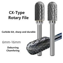 6mm CX Type Head Tungsten Carbide Rotary File Tool Point Burr Grinder Abrasive Tools Drill Milling Carving Bit Tools for Metal