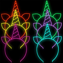 6pcs Fluorescent Hair Hoop Plastic Headband Glow In The Dark Party Supplies Photo Booth For Kids Adults Birthday Wedding Decor