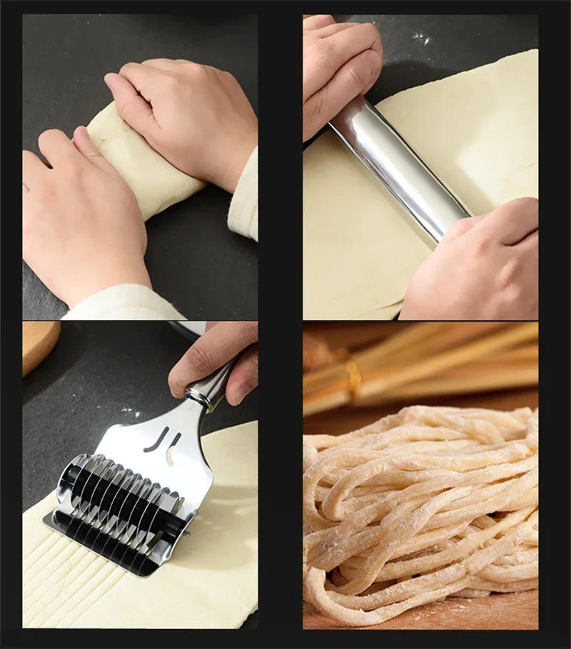 Description Picture 6 of itemStainless Steel Manual Noodle Cutter Rolling Spaghetti Maker Pressing Pasta Machine Kitchen Shallot Knife Cooking Accessories