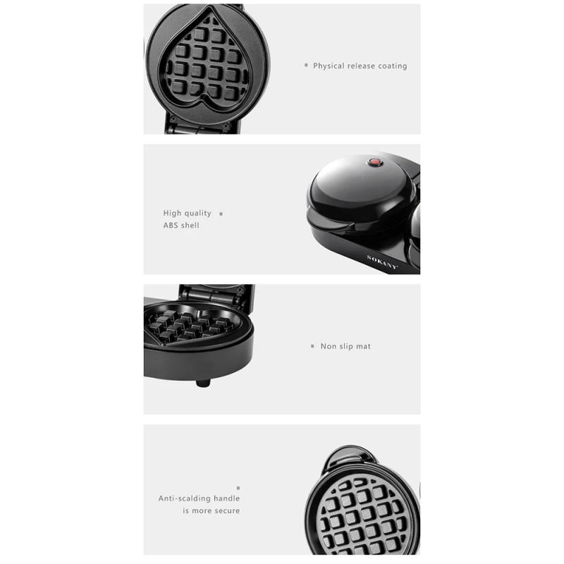 Description Picture 5 of item220V/110V Double Plates Mini Waffle Maker Machine Electric Non-Stick Automatic Heart Bread Toaster Pan Cake Pot for Kids Home 빵