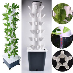 5-Hole Hydroponic Growing System Soilless Cultivation Equipment Garden Balcony Vertical Tower Planters DIY Vegetable Pot&Planter