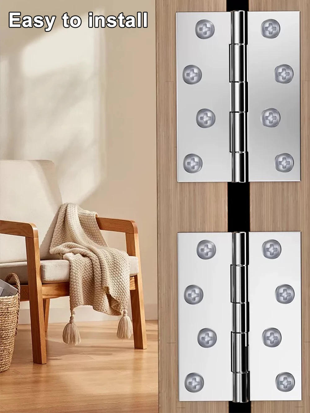 Description Picture 4 of item1-4 Inch Stainless Steel Hinges Door Connector Universal Furniture Drawer Cabinet Fitting Hinge Home Doors Hardware Accessories