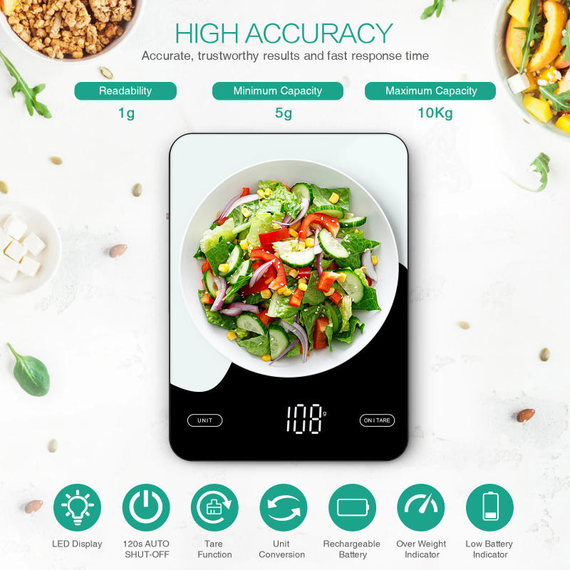 Description Picture 3 of itemDigital Food Scale 10kg Smart Kitchen Scales with Nutrition Calculator APP Rechargeable Gram Scale for Weight Loss Baking Scales