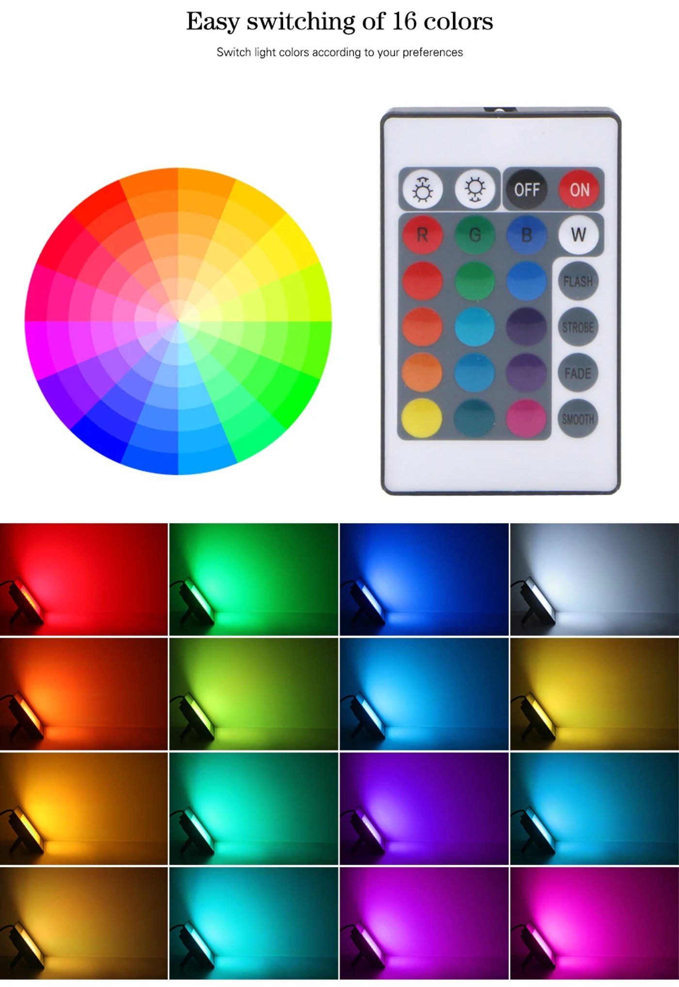 Description Picture 5 of itemRGB LED Floodlight 100W 50W 30W AC 220V IP66 Waterproof Outdoor RGB Spotlight Flood Lights Wall lamp Landscape Lighting