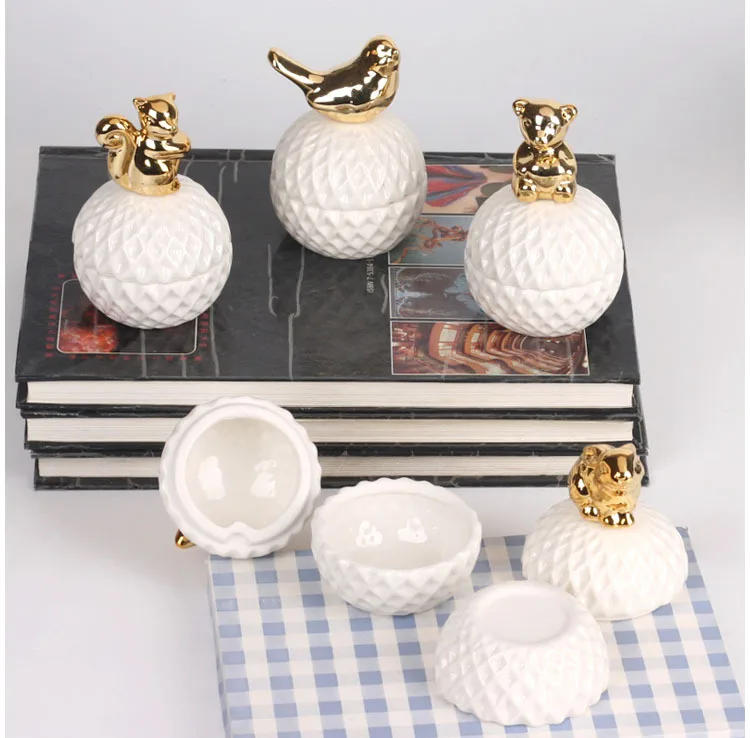 Description Picture 3 of itemCreative Electroplating Process Ceramic Jewelry Box Hi-fi Box Gifts Home Storage Storage Incense Wax Jar Ornaments with Gifts