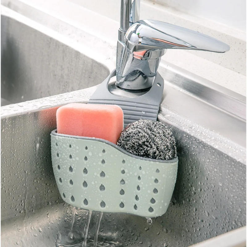 Description Picture 5 of itemBathroom Sink Drain Basket Hanging Bag Kitchen Faucet Sponge Vegetable Washing Storage Basket Corner Rack