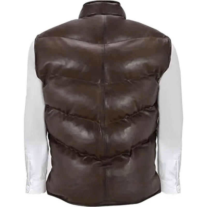Description Picture 5 of itemLeather Jacket Padded Puffer Vest Men's Genuine Real Lambskin Brown Jacket Coat