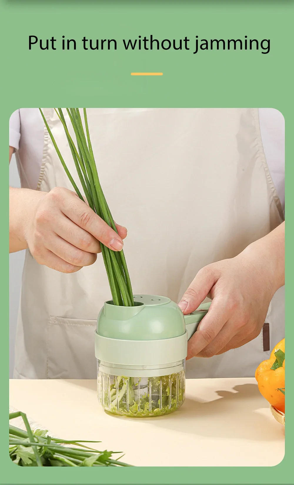 Description Picture 6 of itemWireless Multi-Functional Vegetable Cutter, Garlic Beater, Onion, Chili Processor, Handheld Gridling Cooking Machine, New