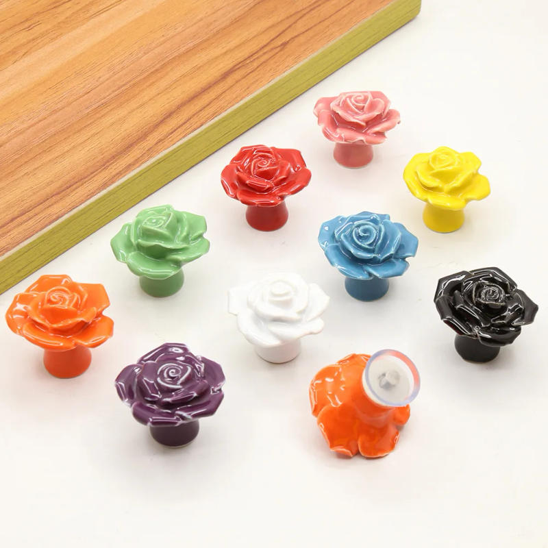 Description Picture 4 of itemRad wardrobe handle European modern simple garden rose ceramic cabinet drawer cupboard door handle