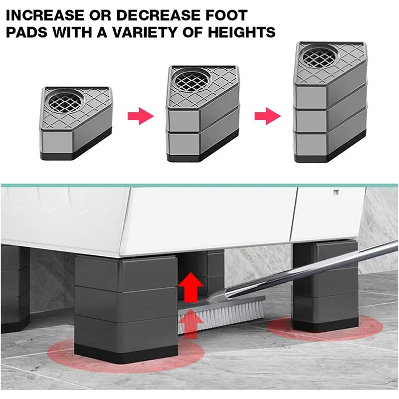 Description Picture 4 of itemGray Strengthen Washing Machine Anti Vibration Pad Rubber Feet Legs Mat Silent Washer Dryer Furniture Support Dampers Stand 4Pcs