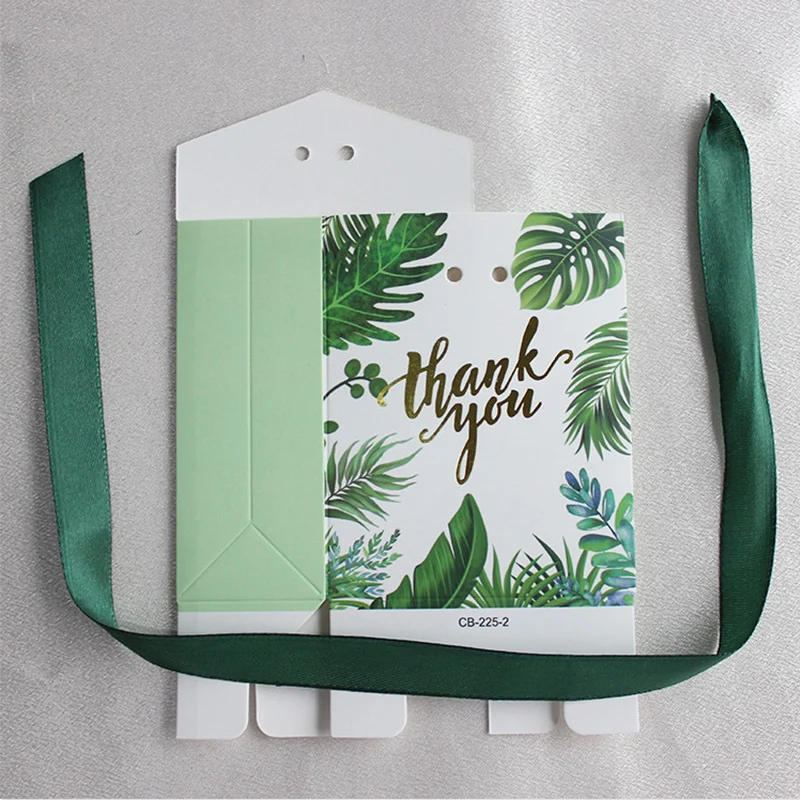Description Picture 5 of item10/20pcs Thank You Candy Gift Box Green Leaf Cookie Chocolate Packaging Bag Wedding Favors for Guest Birthday Party Decor Supply