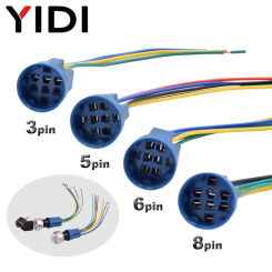 Electrical 3/5/6/8 Wires Socket Harness Connection Cable Quick Button Connector Metal LED Selector Rotary Key Switch 16/19/22mm
