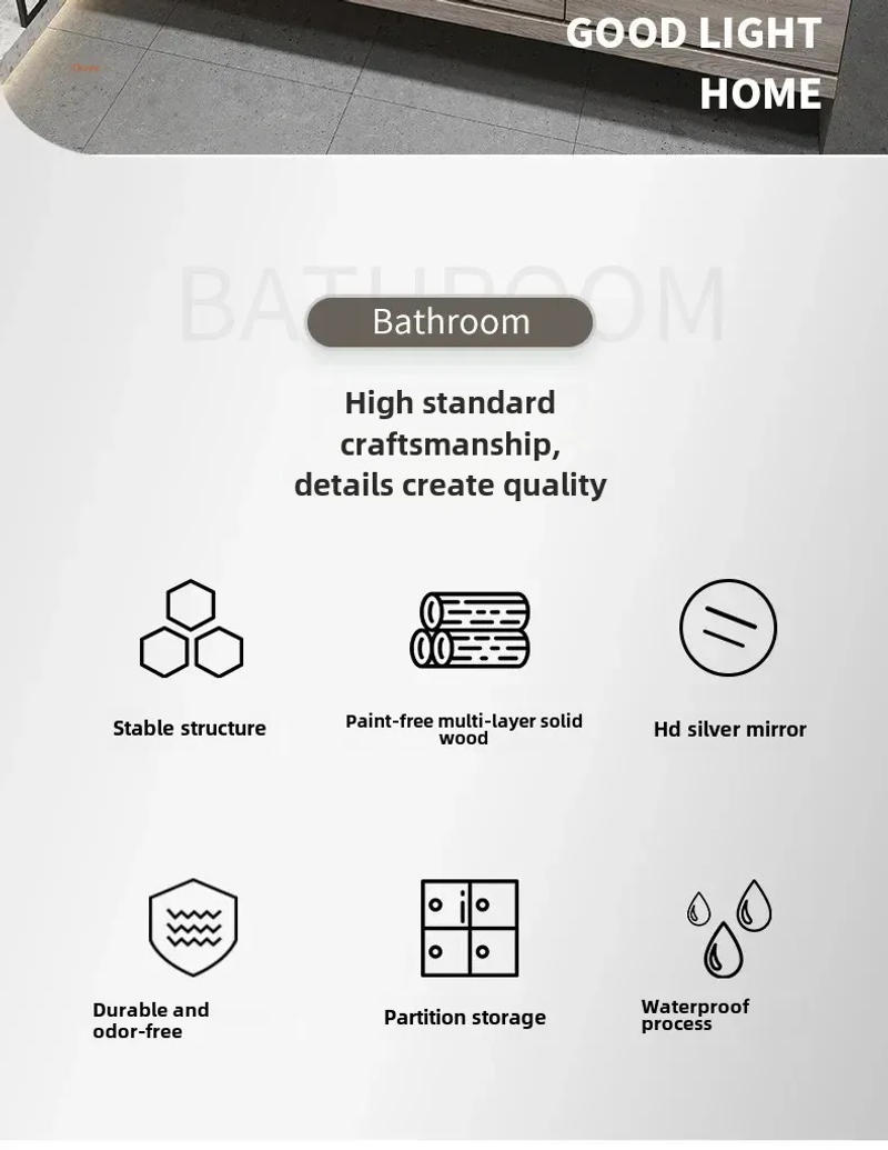 Description Picture 3 of itemSmart Mirror Cabinet Modern Simple Slate Ceramic One Piece Washbasin Bathroom Vanity Combination Furniture New