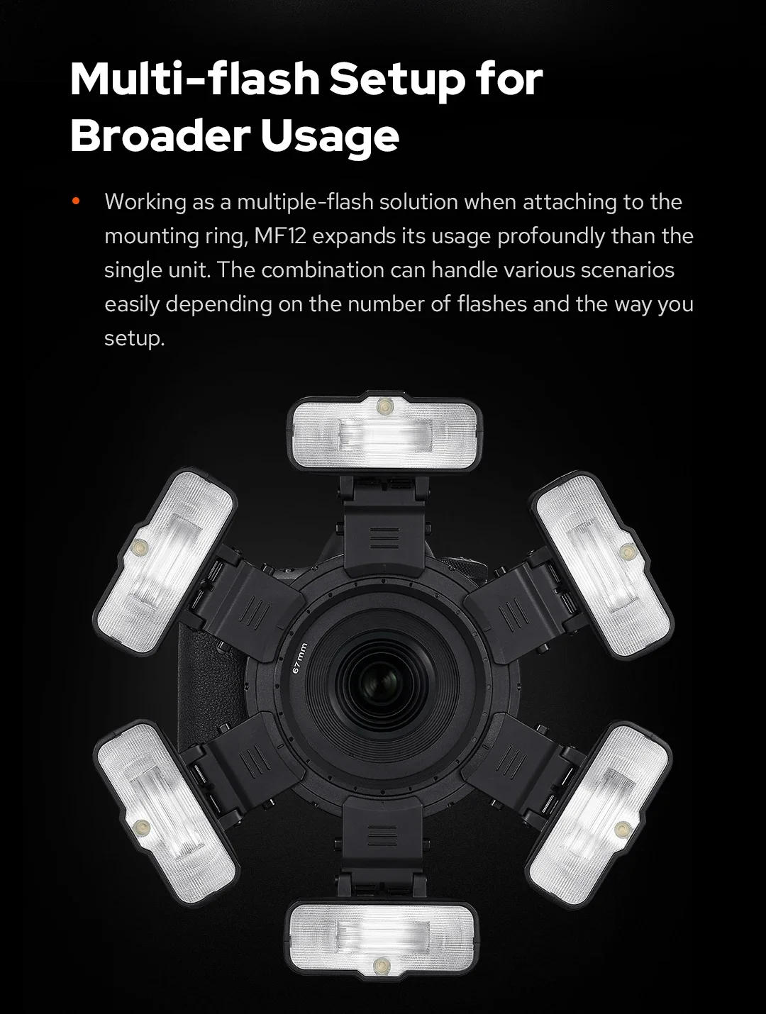 Description Picture 5 of itemGodox MF12-K2 Macro Flash 2 Light Kit Mini Speedlite built-in Godox X System TTL Flash + Color Filter Diffuser for Macro Shots