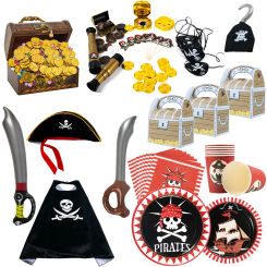 Pirate Birthday Party Decorations Pirate Treasure Map Adventure Party Eye Mask Cloak Gold Coins Gems for Halloween Party Decor