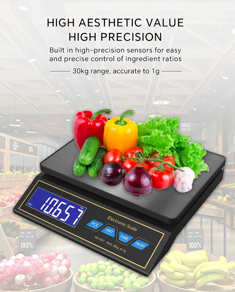Description Picture 3 of item30kg/1g Digital Electronic Kitchen Scale Rechargeable Stainless Steel Household Food Scale Weight Balance with Counting Function