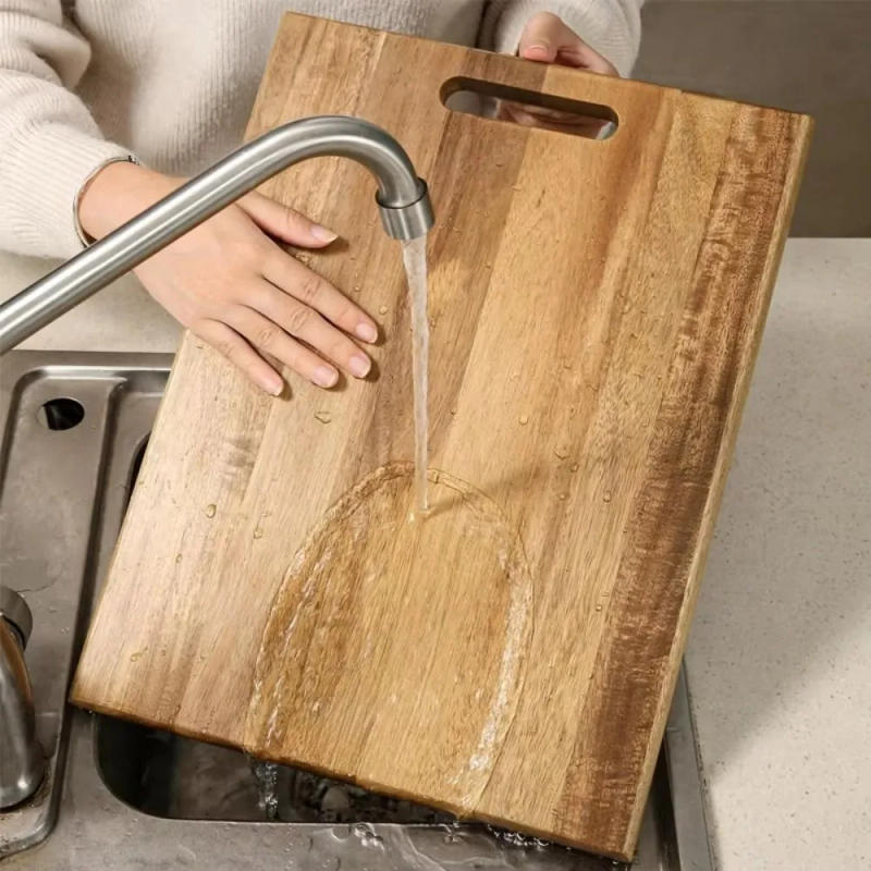 Description Picture 6 of itemThickened Solid Wood Cutting Boards Natural Color Rectangle Shape Chopping Board Wood Smooth Surface Cooked Food Tray