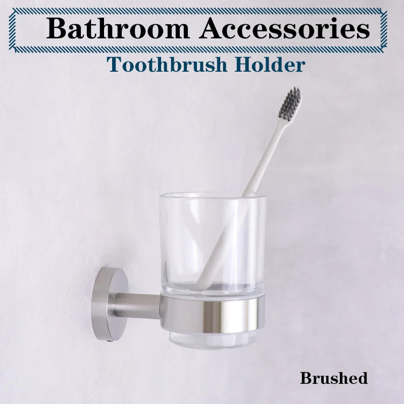 Description Picture 6 of itemToothbrush Holder Glass Cup with SUS304 Holder Rose Gold Bathrrom Accessories Chrome Brushed Gold Black Nickel