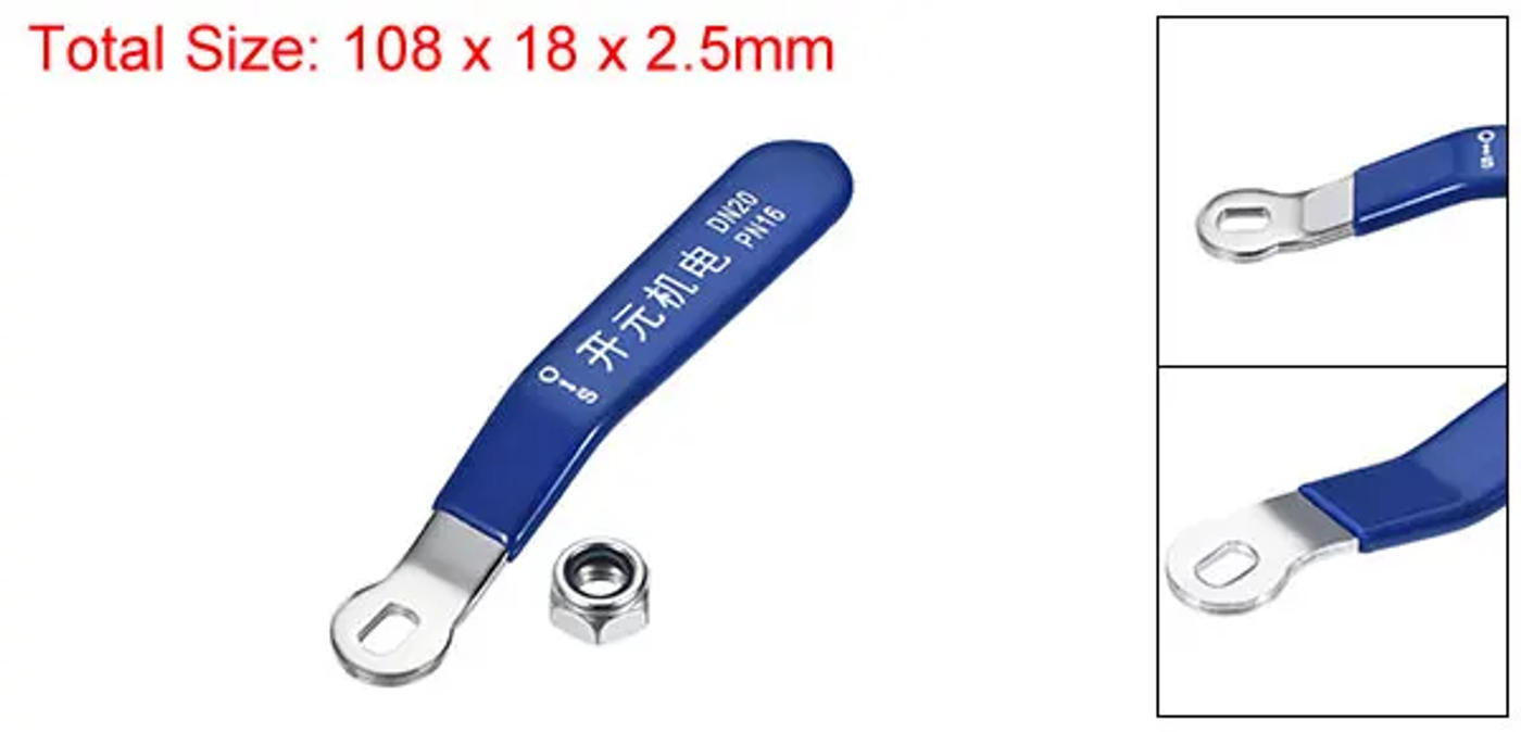 Description Picture 3 of item1pcs Valve Handle Lever Handle Iron Chrome Plated Replacement with Plastic Grip Blue for DN20 Ball Valve