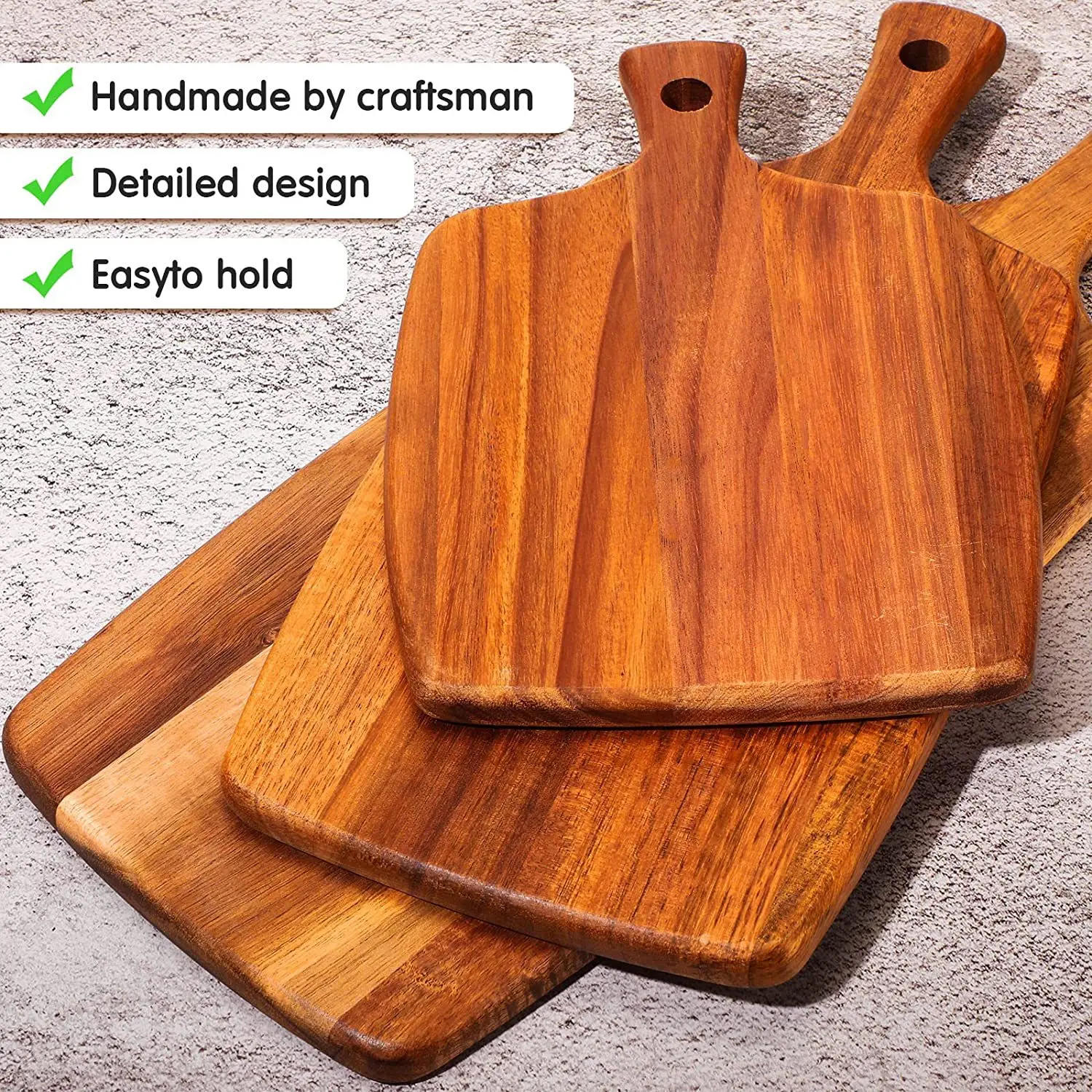 Description Picture 4 of itemSolid Wood Chopping Blocks Cutting Board Kitchen Fruit Deli Board Portable Cheese Boards for Home Outdoor Camping Picnic