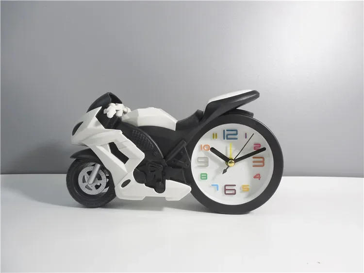 Description Picture 2 of itemChildren's Alarm Clock Motorcycle Creative Design Vintage Table Bookcase Shelf Plastic Festival Gift Student Shape Home Decor