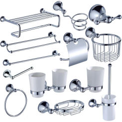Chrome Bathroom Hardware Set Brass Double Towel Bar Toilet Brush Shelf WC Paper Roll Holder for Bathroom Accessories Set Nzh111