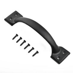 Black Handles Drawer Door Pulls Furniture Cabinet Knobs Antique Iron Cupboard Door Pull Handle W/ Mounting Screws Hardware