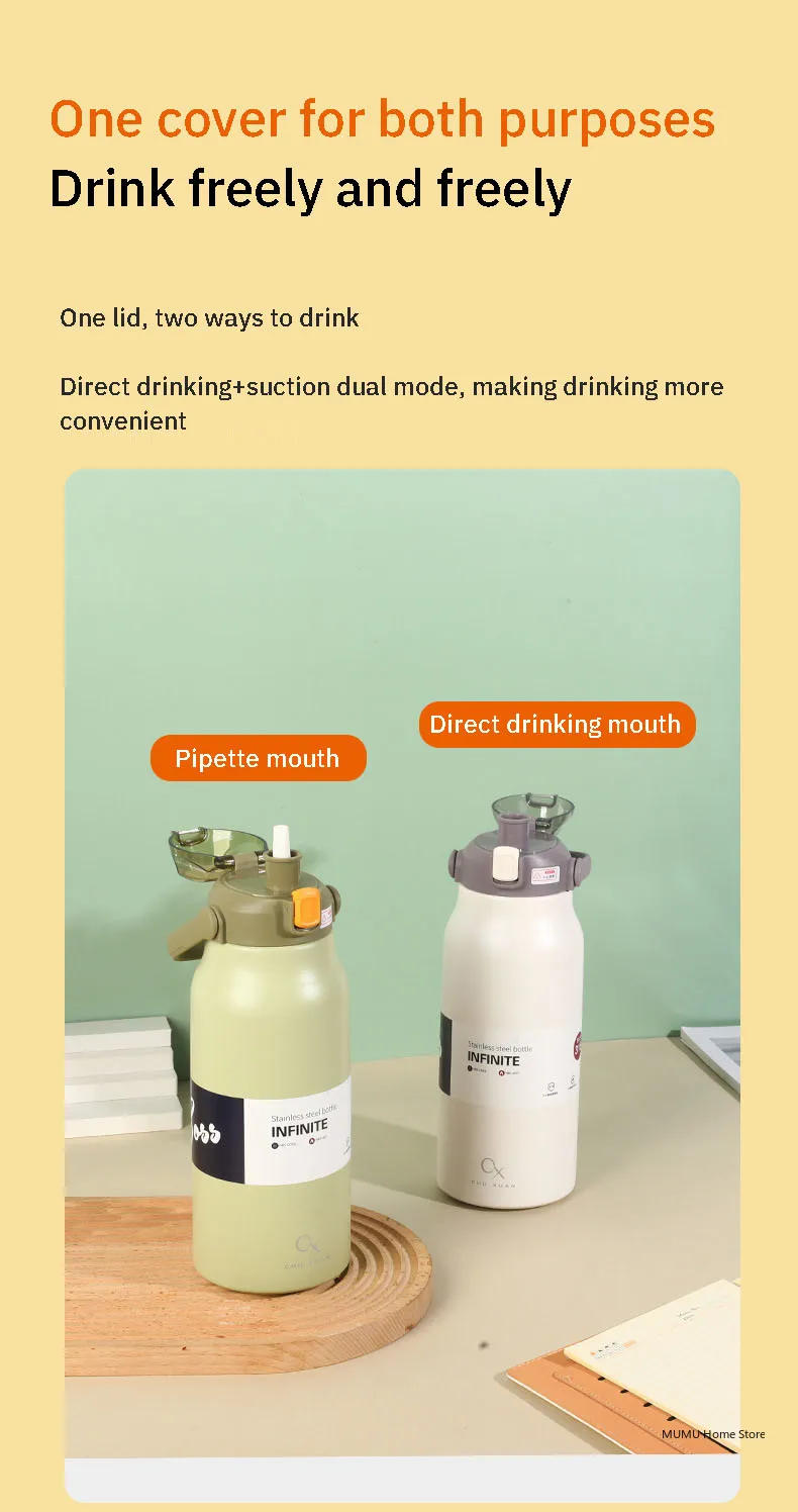 Description Picture 5 of itemLarge Capacity Thermal Water Bottle With Straw Tumbler Stainless Steel Thermo Bottle Gym Vacuum Flask Cold and Hot Insulated Cup