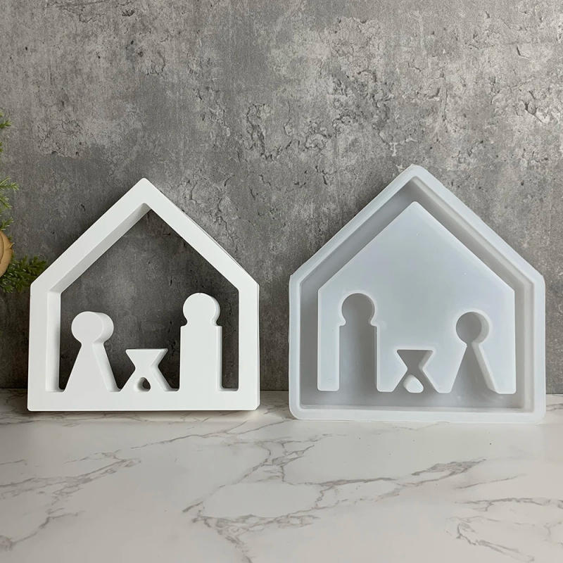 Description Picture 5 of itemCouple House Candle Holder Ornaments Mold DIY Cement Gypsum Clay Pouring Resin Silicone Mold Desktop Home Decoration