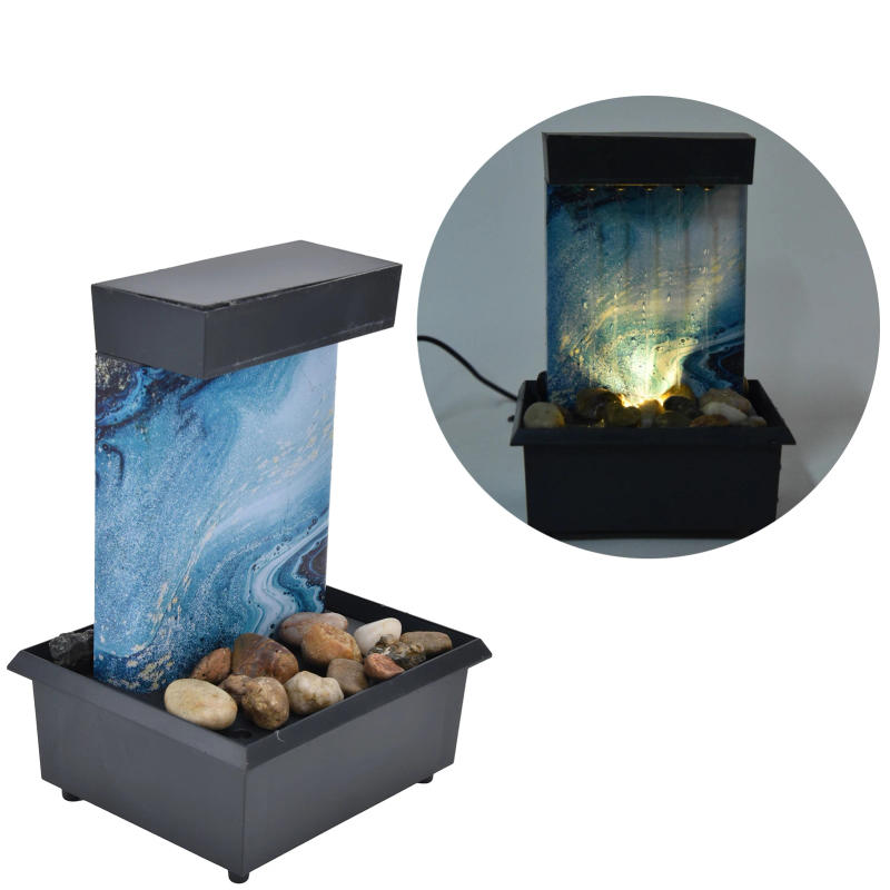 Description Picture 2 of item3V USB Marble Water Fountain Ornaments LED Tabletop Fountain with Stones for Home Office Table Decoration Desktop Water Fountain