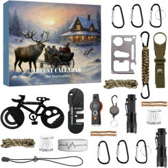 Survival Kit Advent Calendar 2024,Survival Tool Mens Advent Calendar,Survival Kit Christmas Advent Calendar for Climbers Anglers