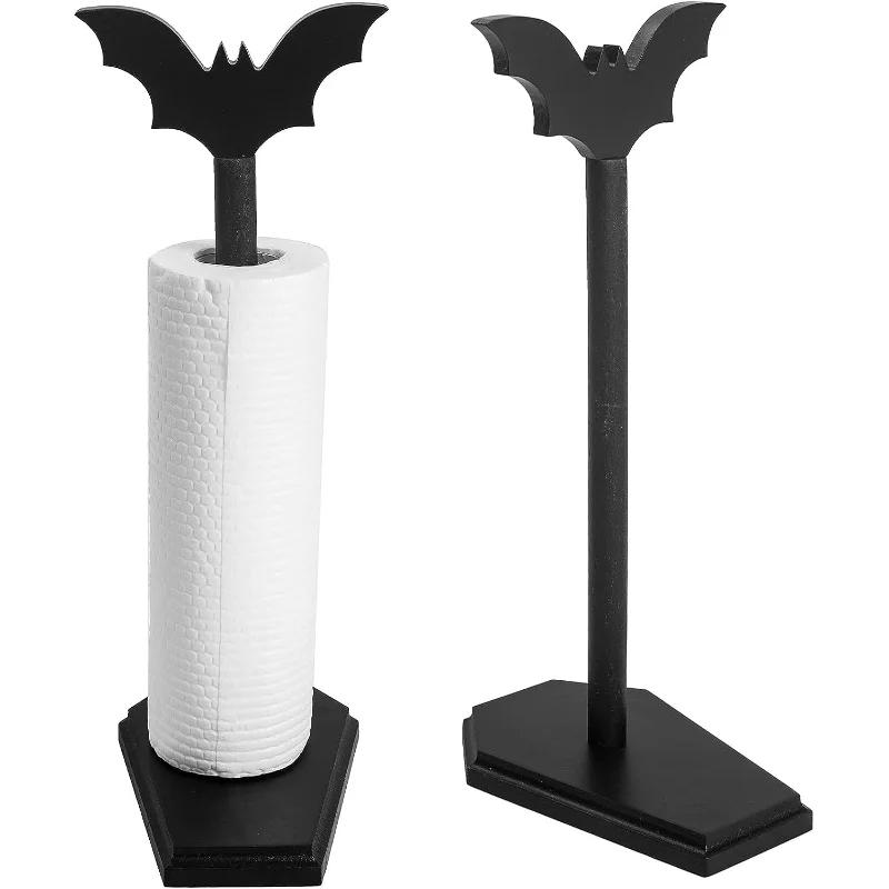 Description Picture 3 of itemKitchen Roll Paper Rack Halloween Bat Tissue Holder Acrylic Paper Towel Stand with Coffin Base Plastic Wrap Storage Rack