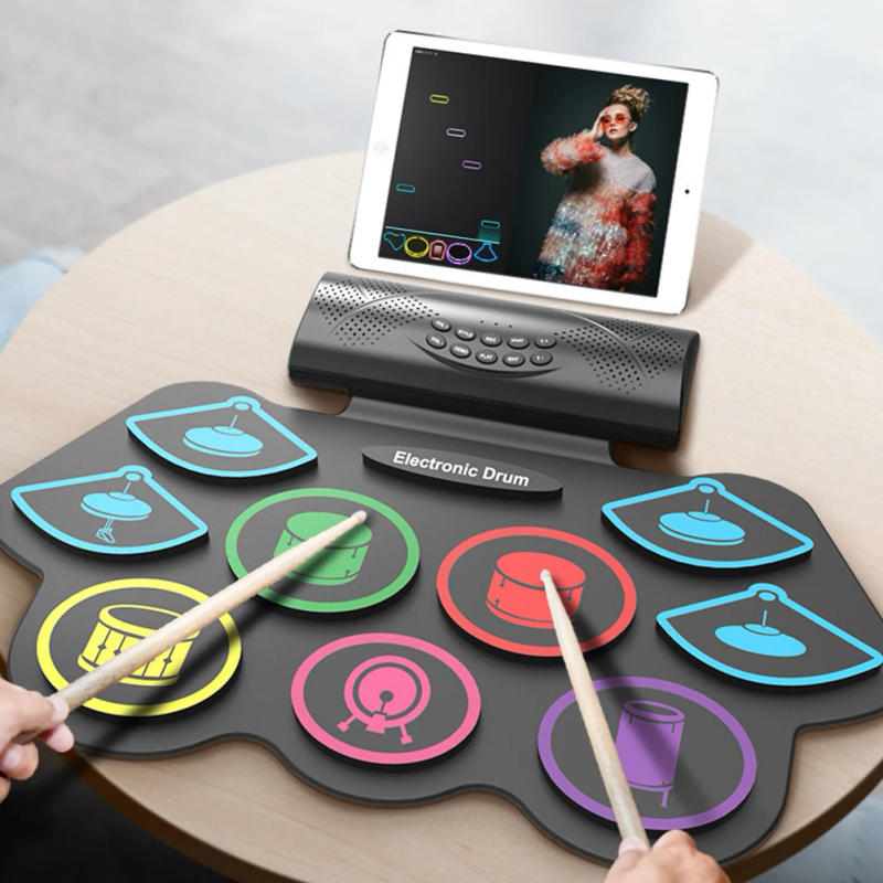 Description Picture 4 of itemElectronic Drum Set with Drum Sticks and Pedals Portable Drum Kit Electric Drum Set Xmas Birthday Surprise for Kids and Adults